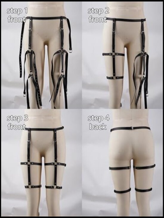 Adjustable Waist Double Thigh Belt Set Faux Leather Multi Strap Streetwear